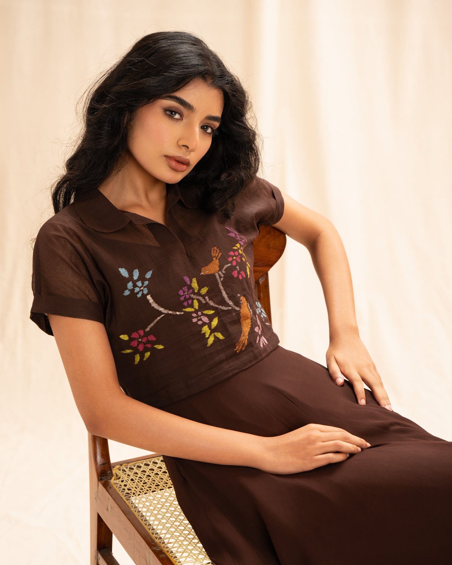 Jamdani Cropped shirt dress