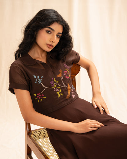 Jamdani Cropped shirt dress